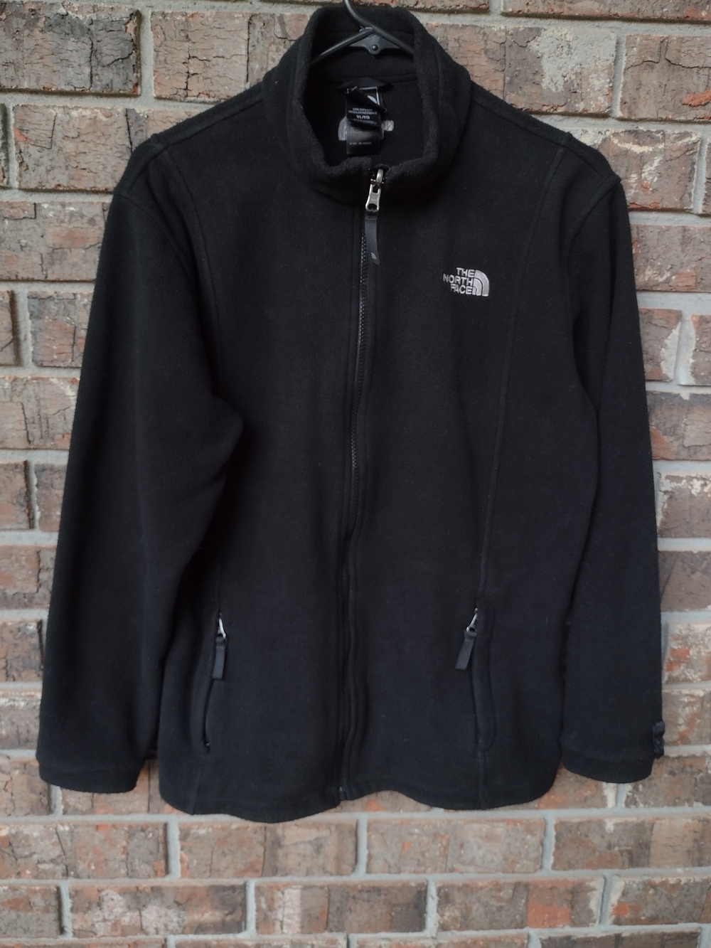 The North Face Fleece Full-Zip Jacket Girls XL Black Zip Pockets Embroider Logo